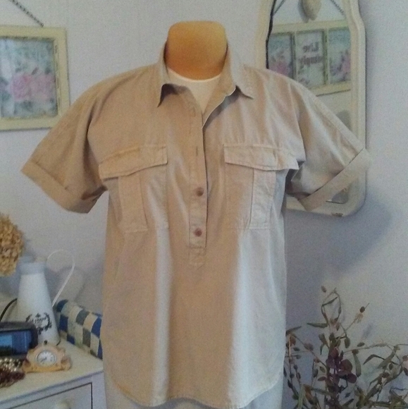 J Crew Tan Utility/Camp Shirt - Picture 6 of 6